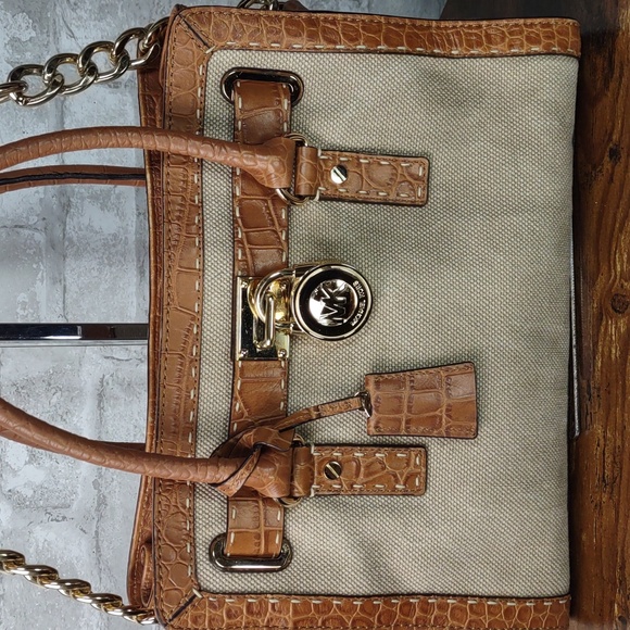 Michael Kors Canvas/Leather "Hamilton" Satchel Bag - Picture 2 of 16